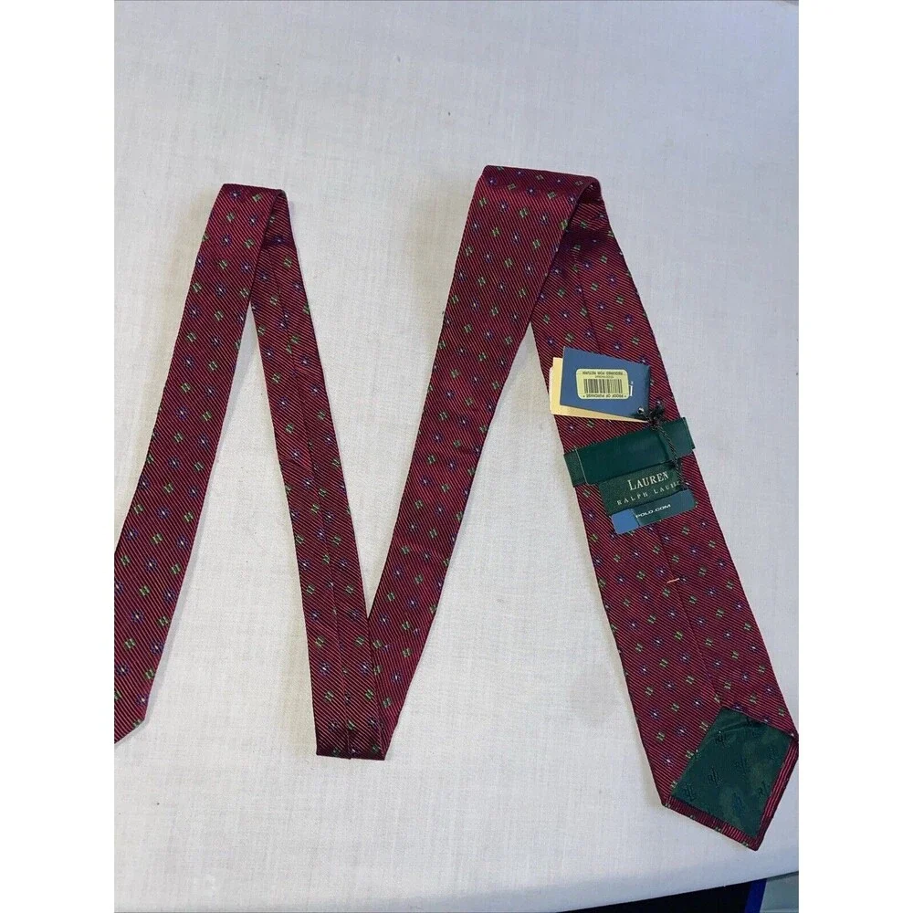 Lauren Ralph Lauren Men’s Dress Tie Size 56” Red Dotted Business Formal City NWT